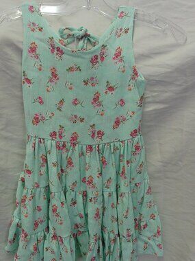 Boutique Dress for Girls, Mint Green with floral